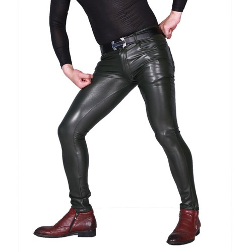 Hommes cuir pantalon skinny - pu,